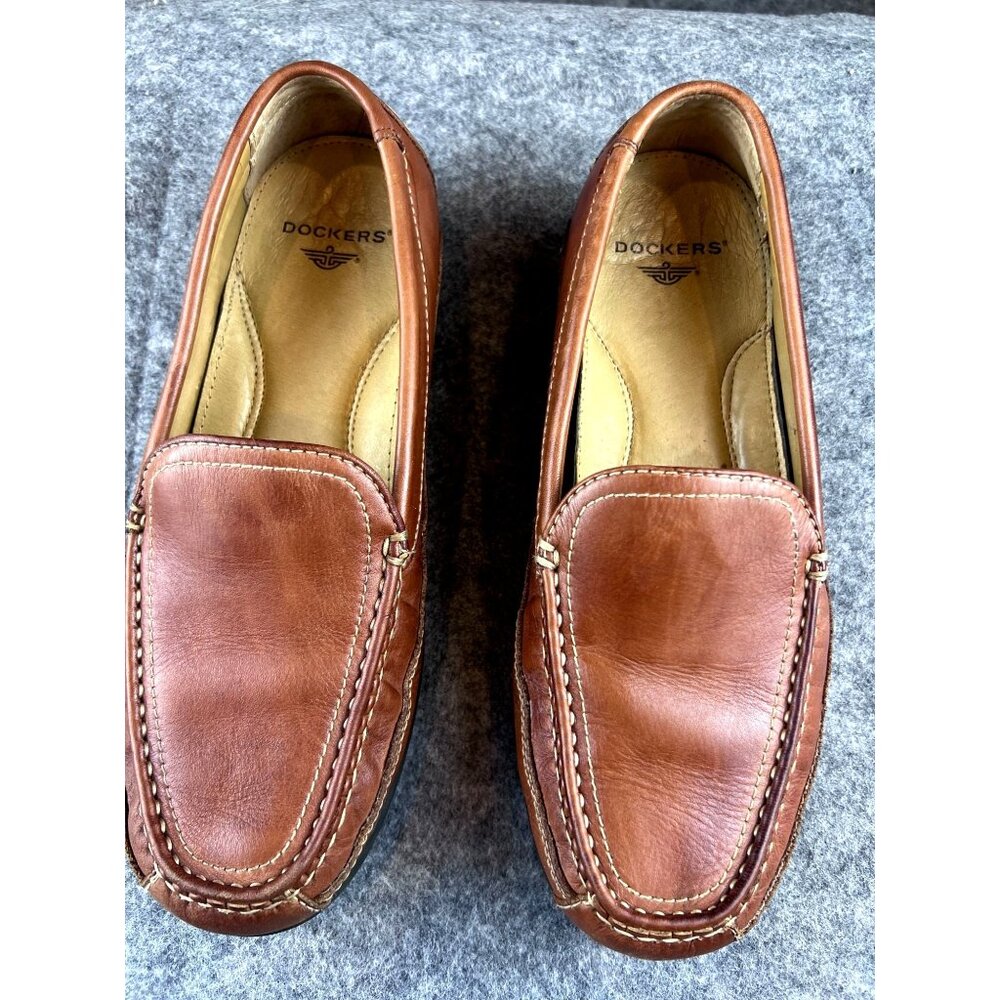 Dockers Catalina Brown Leather Loafers Mens 10M Slip-On Shoes Casual Comfort